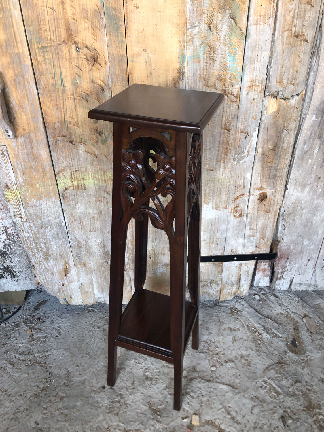 High table silver mahogany carved vintage