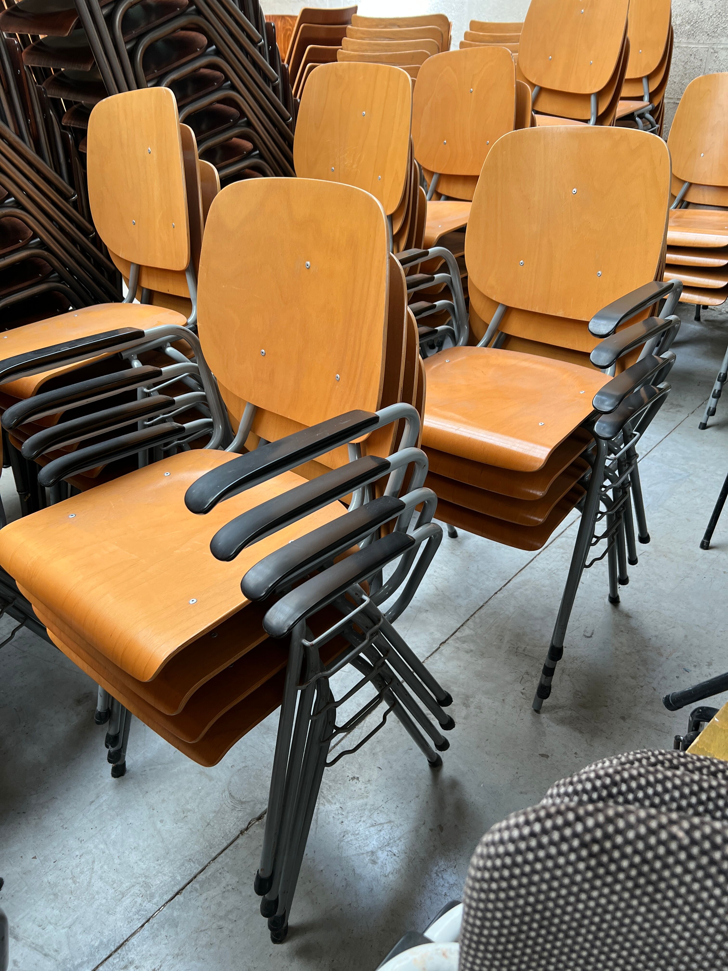 Set of 40 school chairs with armrests, 70s, Netherlands
