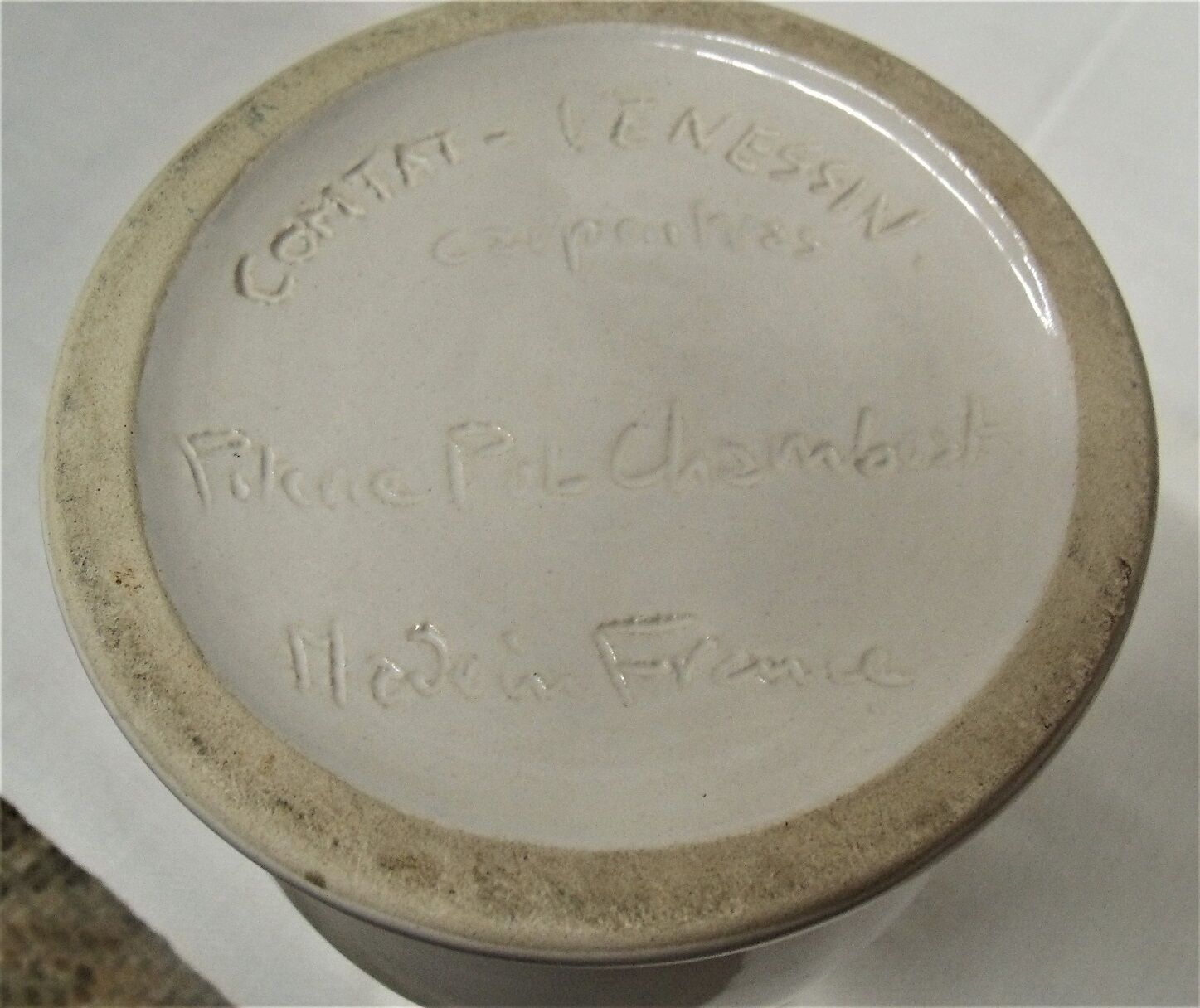 Pitcher ceramic white pitcher signed San pol