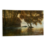 Fishing day, oil on canvas signed A. Parizy