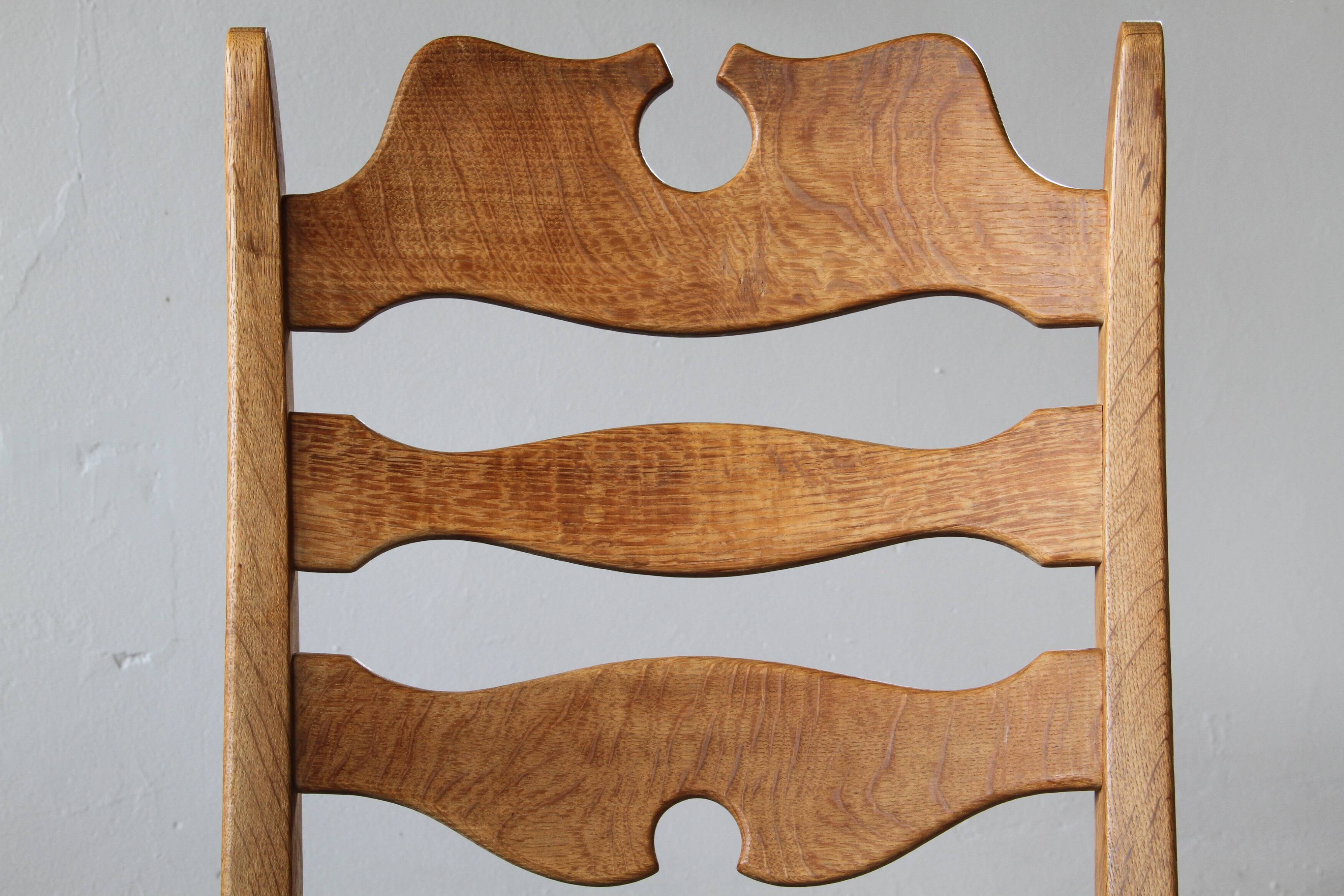 Chaises en chêne à dossier haut Razorblade vintage par Kjærnulf, années 1960, design danois