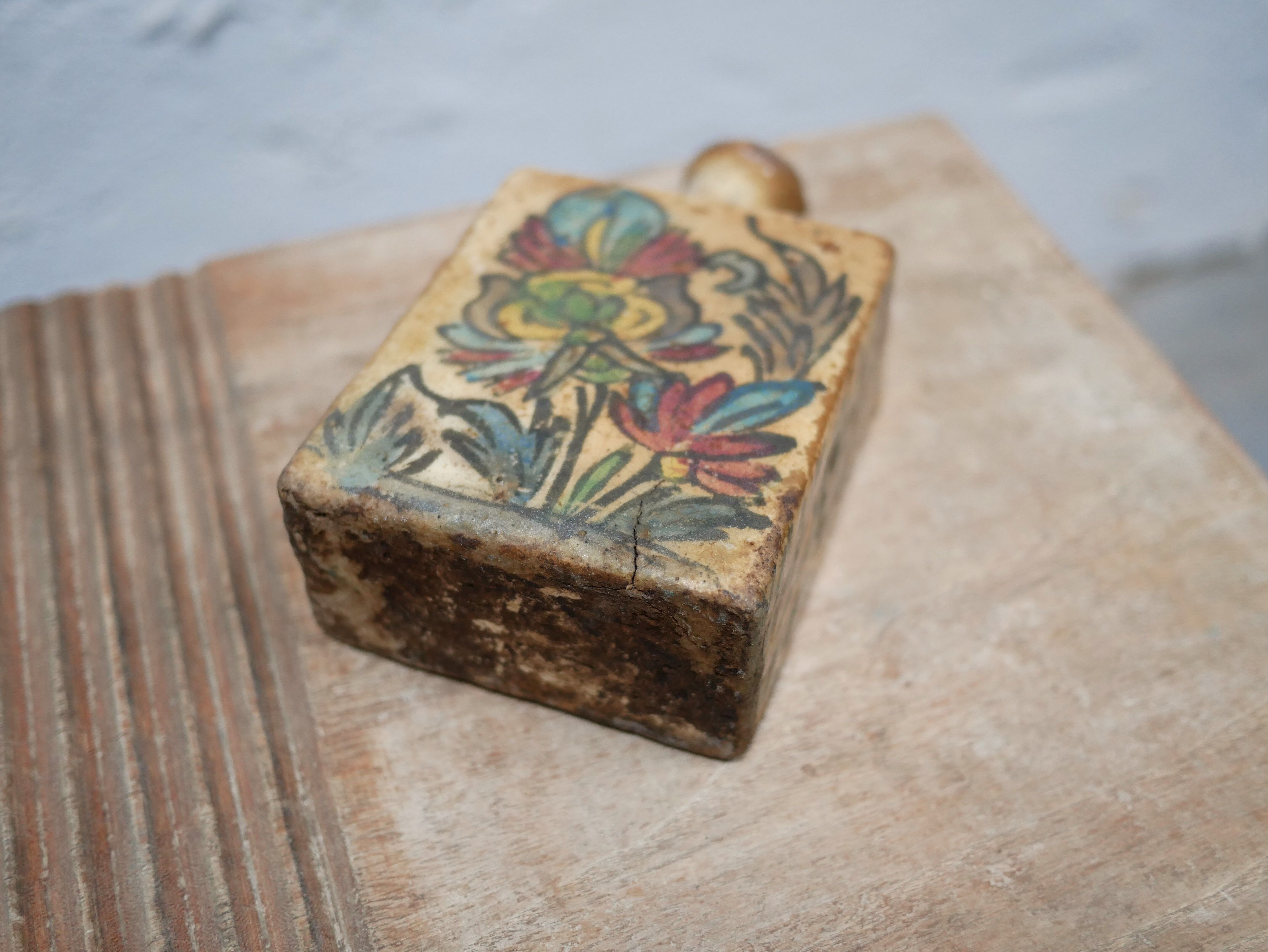 Old glazed terracotta bottle vase, Iran, XIX th