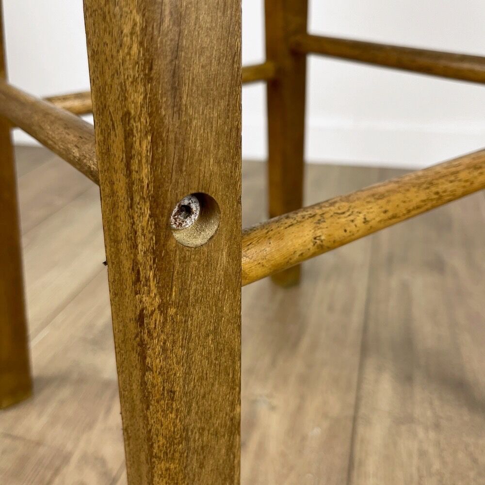 Round vintage wooden bar stool