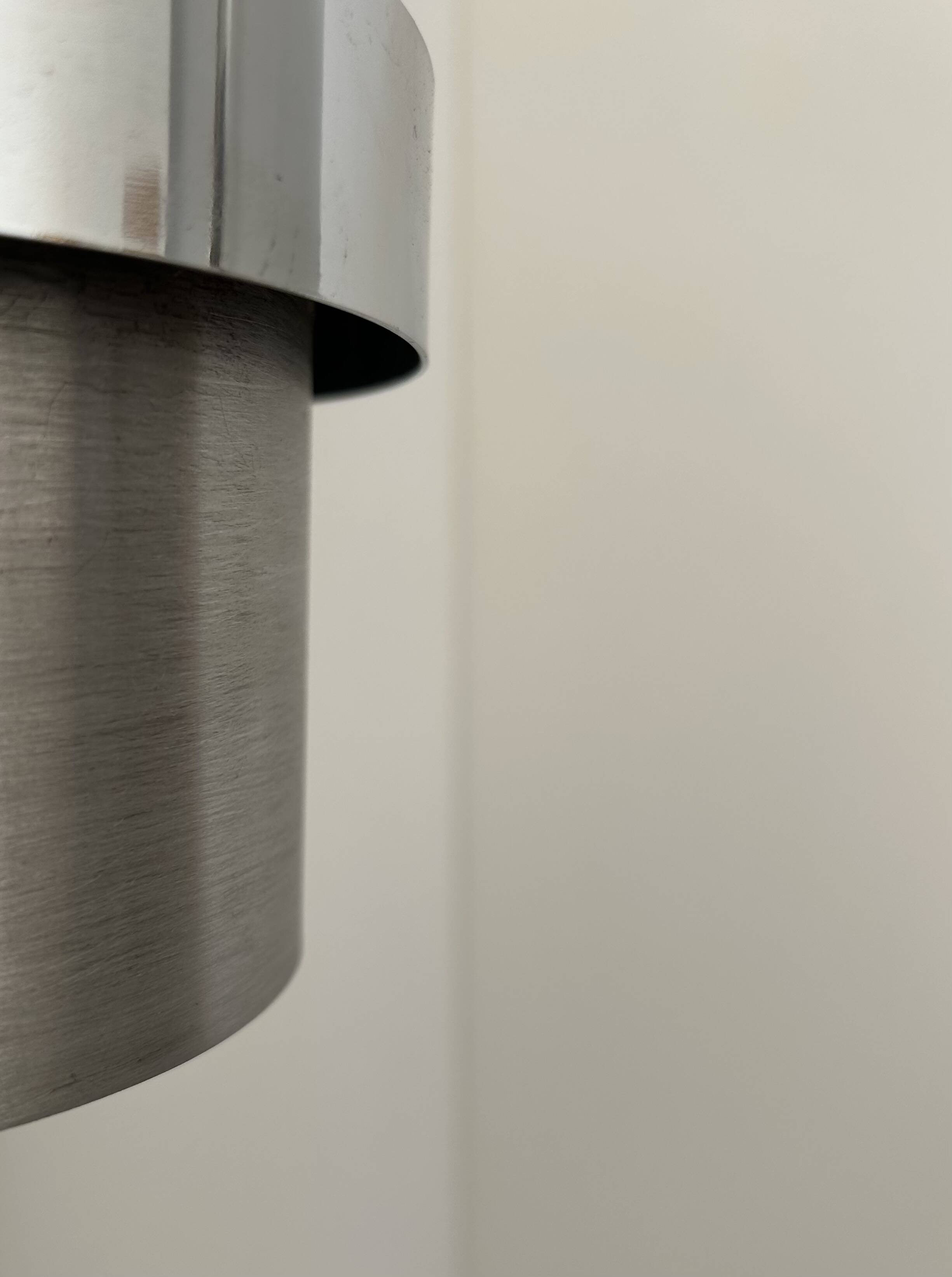 Pair of vintage wall lights, brushed metal and chrome, France 1970