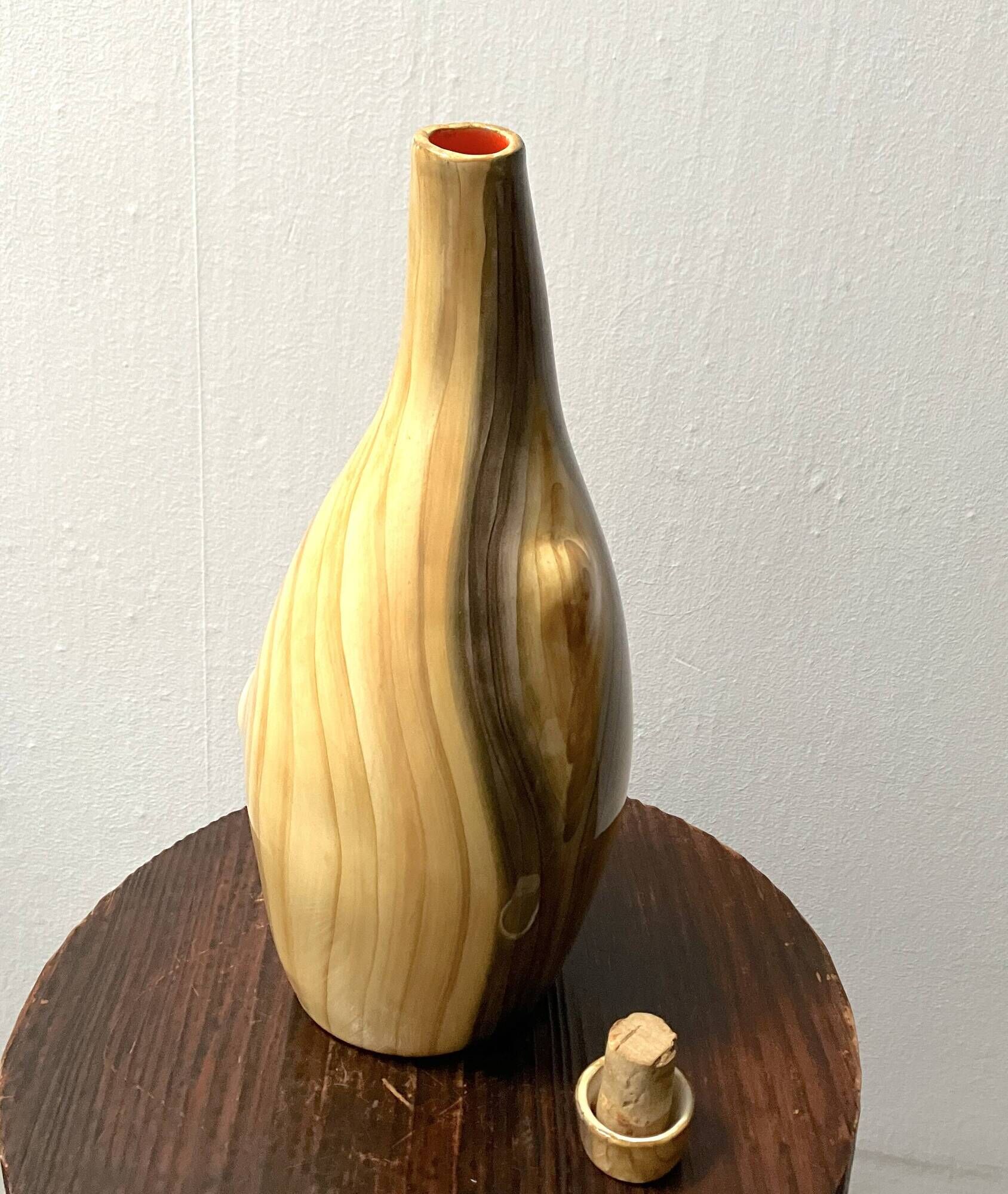 Vintage Vallauris Grandjean Jourdan imitation wood bottle