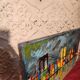 Mixed media canvas painting New York by B Morisson