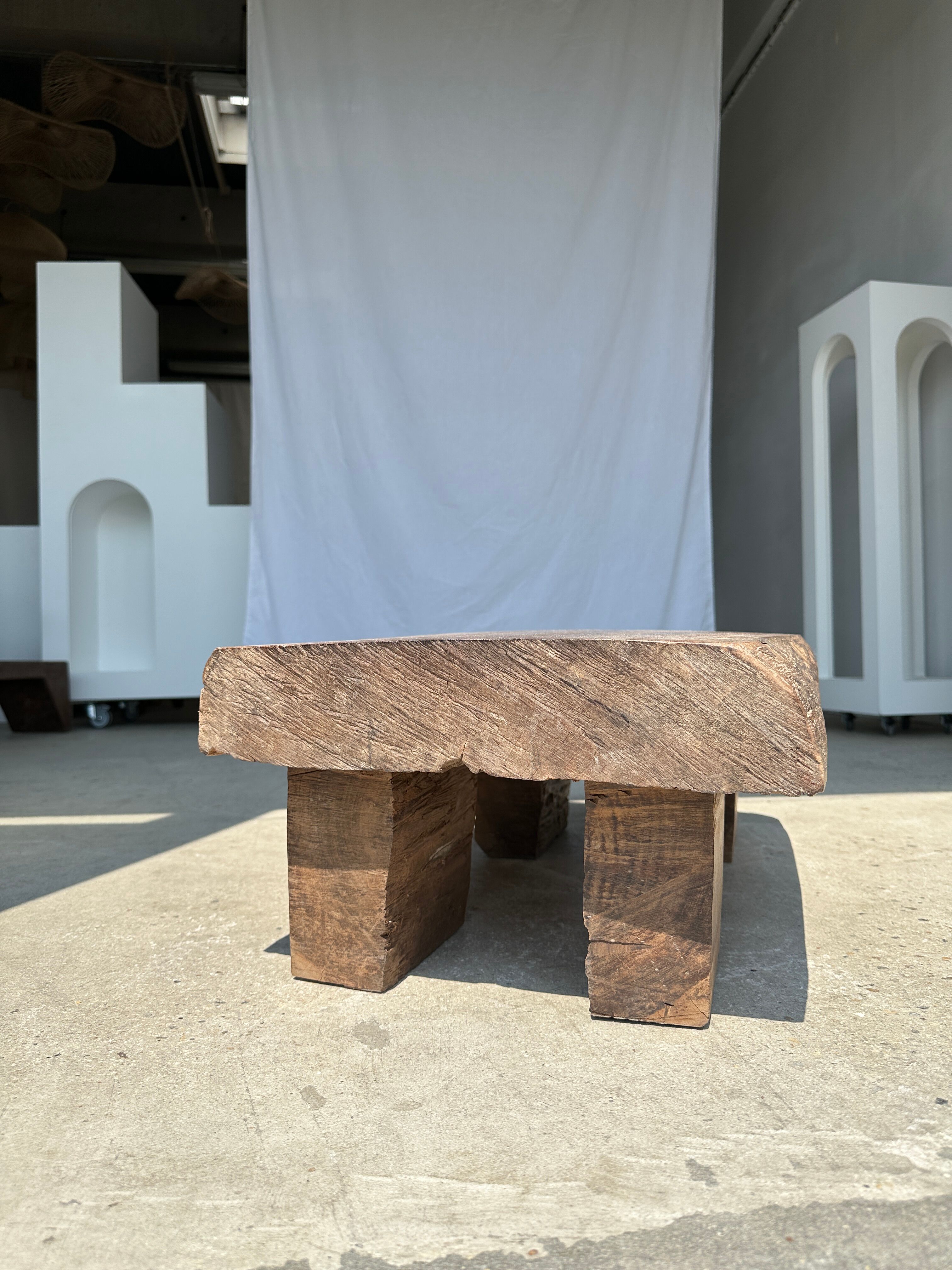 Asian solid wood quadripod brutalist coffee table H30 L81 l42