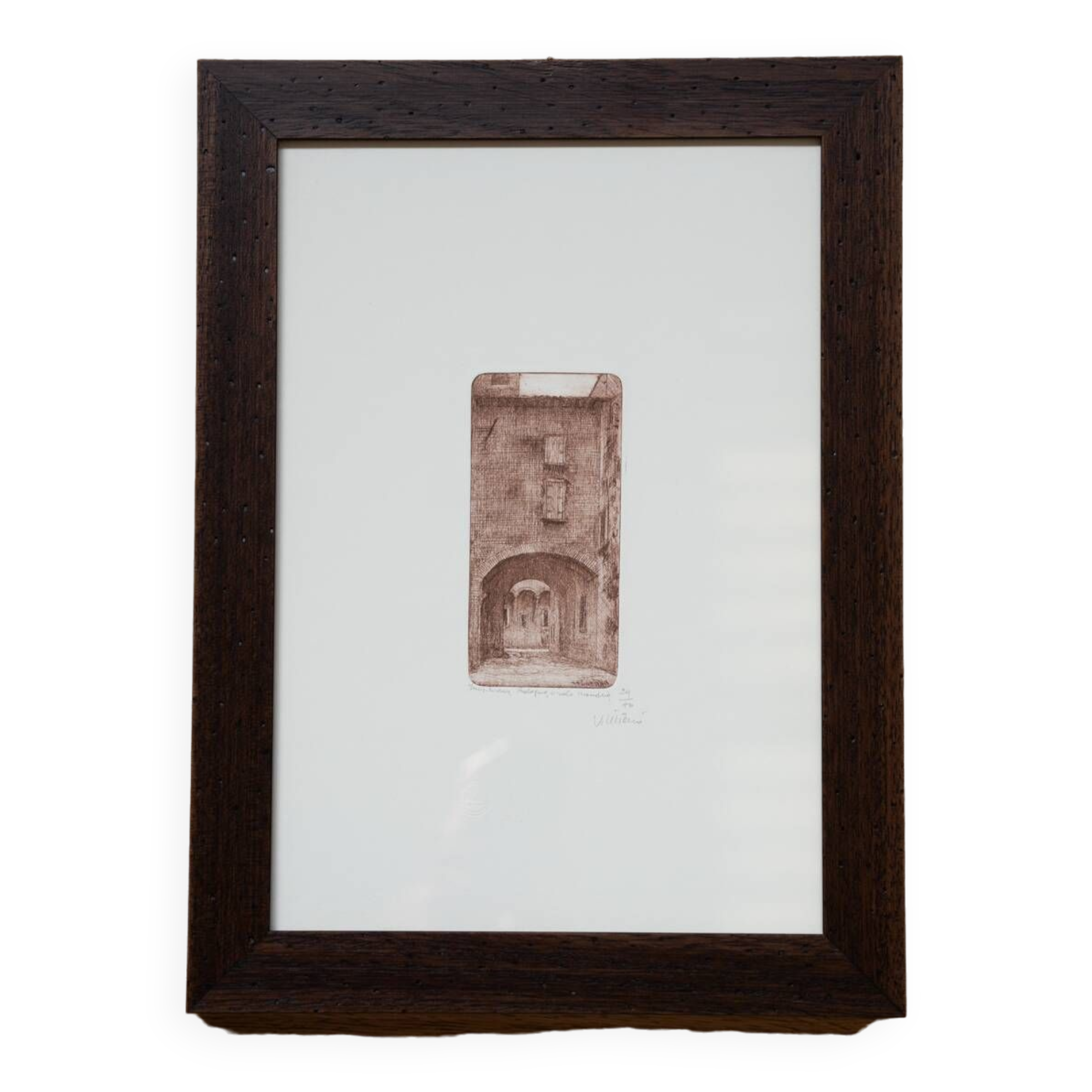 Vintage painting with ash frame, 1970-1980