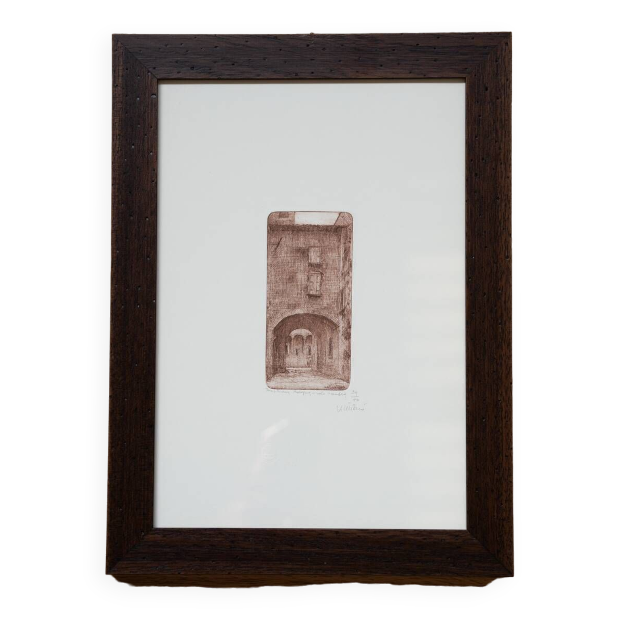 Vintage painting with ash frame, 1970-1980