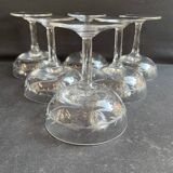 6 Blown and Cut Champagne Glasses