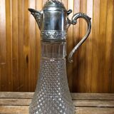 Old Carafe Body Glass Mold + Silver Metal Vintage