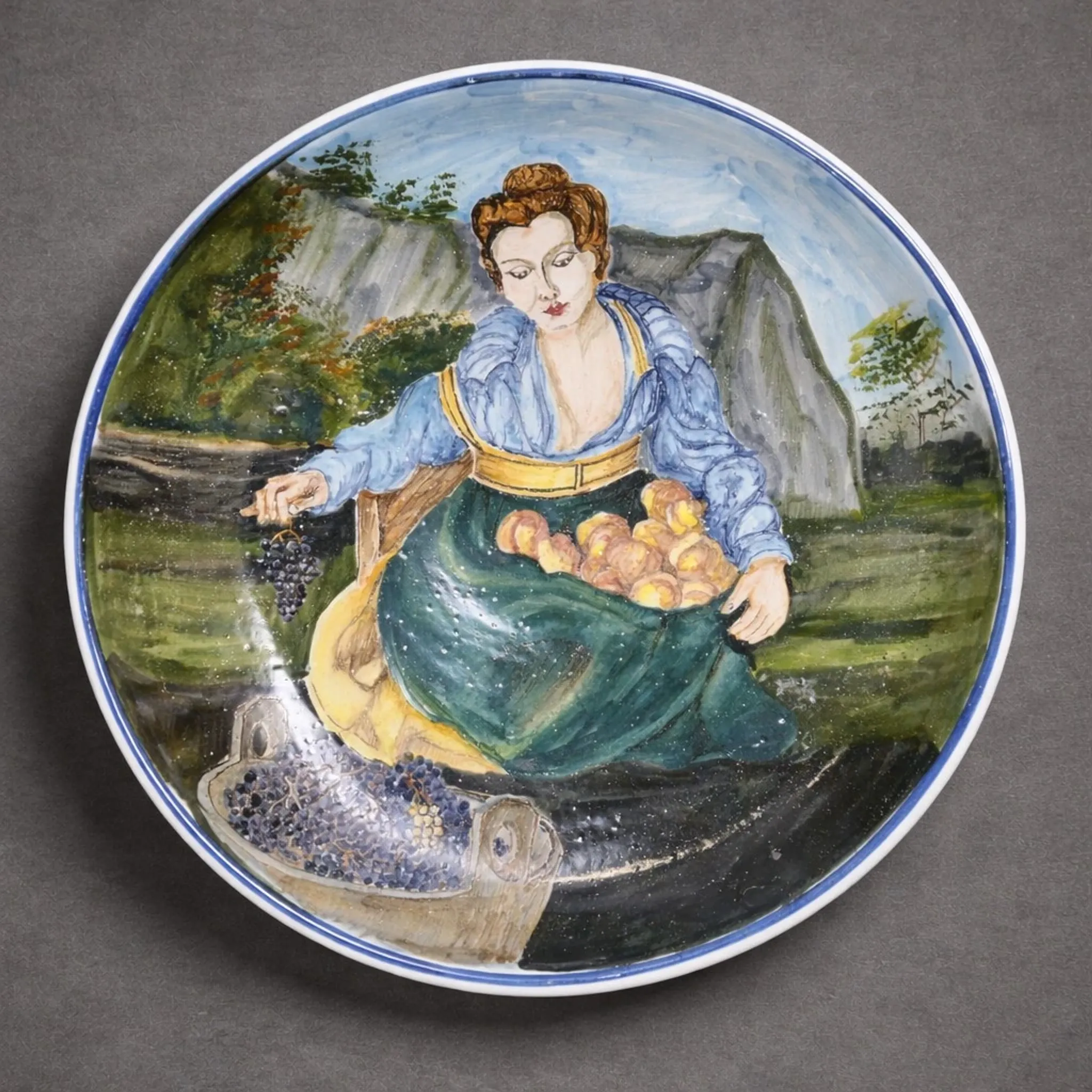 Decorative ceramic plate – Signed A. Del Bianco, Gubbio (Italy)