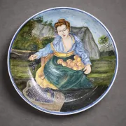 Decorative ceramic plate – Signed A. Del Bianco, Gubbio (Italy)
