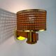 Vintage rattan & wood wall sconce, Italy, 1970s