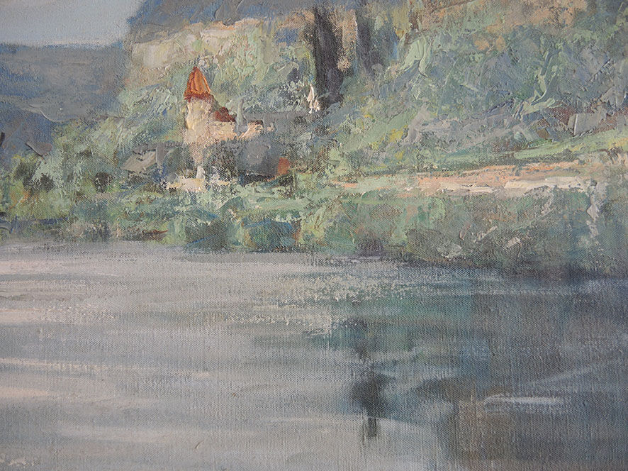 Old oil painting on canvas signed & framed: g. deschamps