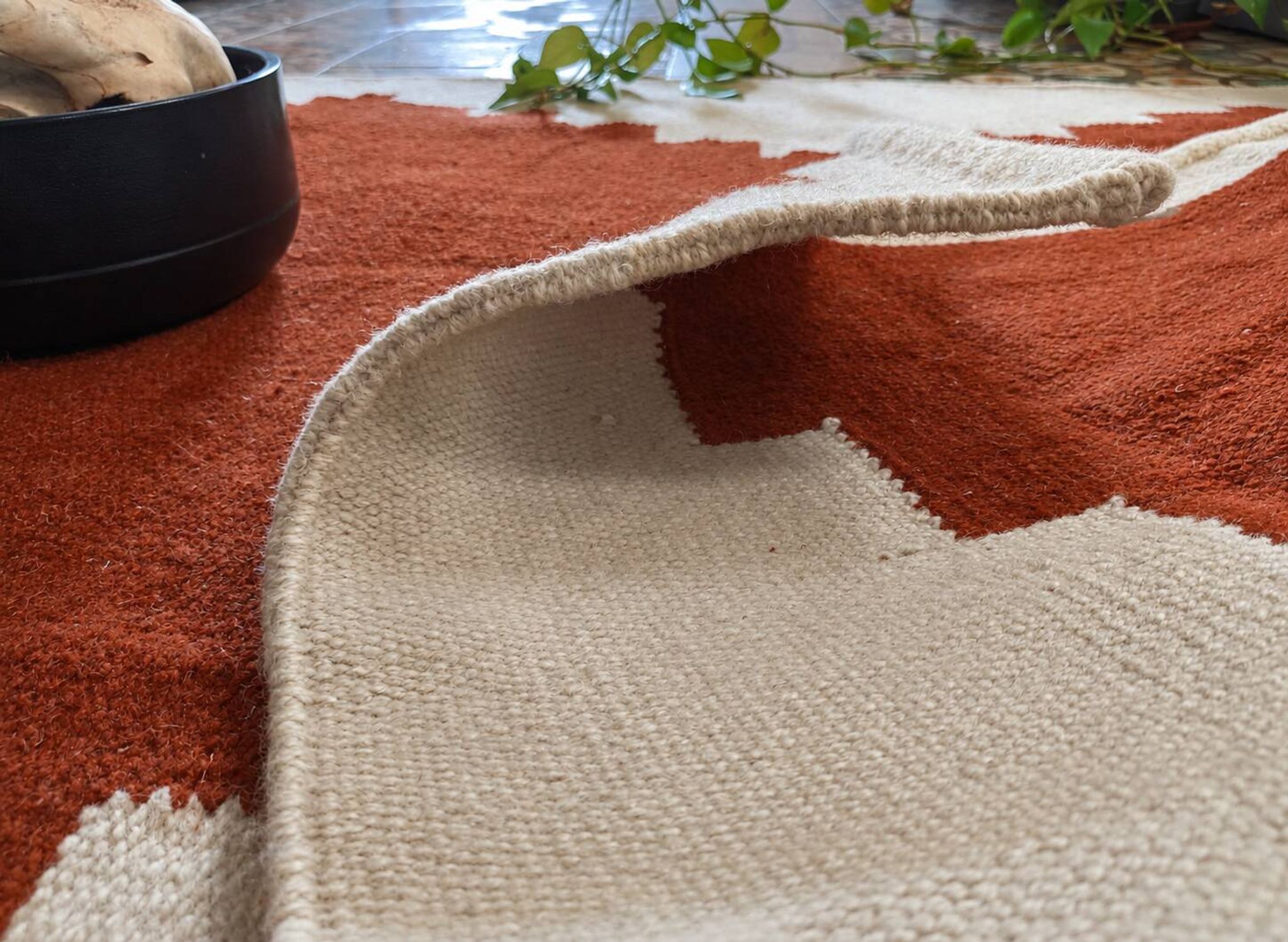 Tapis kilim égyptien fait main 120x180 cm – Terracotta et écru