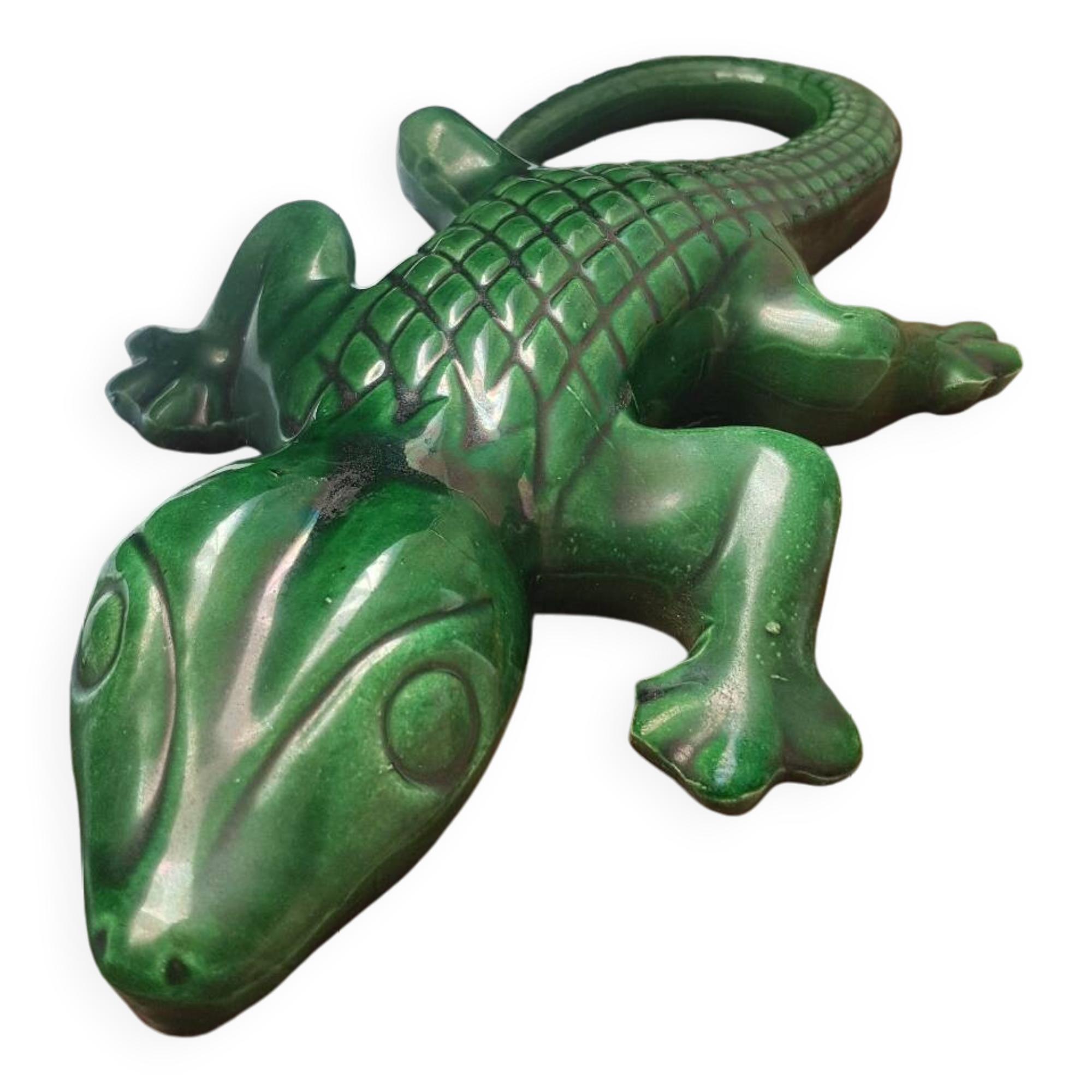 Green ceramic lizard