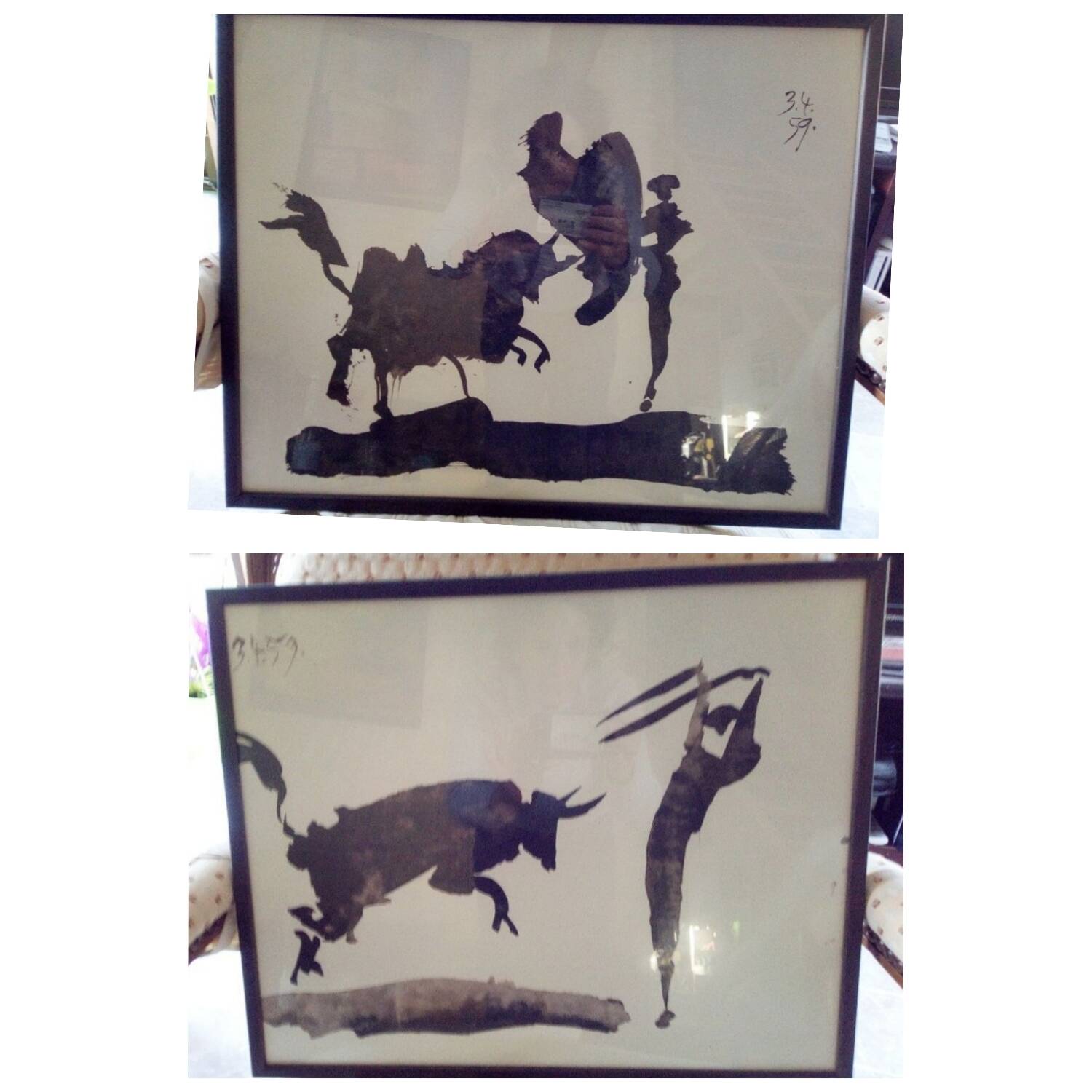 2 framed posters Picasso Corrisa 1959