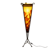 lampadaire Art Nouveau en fer forgé et pâte de verre
