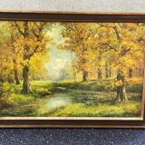 Robert Wood oil painting on canvas forest undergrowth 100x70cm