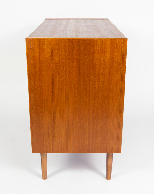 Teak slide door cabinet, made in Sweden, marked swan, 1960s