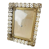 Vintage gold colored metal picture frame 15.5 cm x 12.5 convex glass