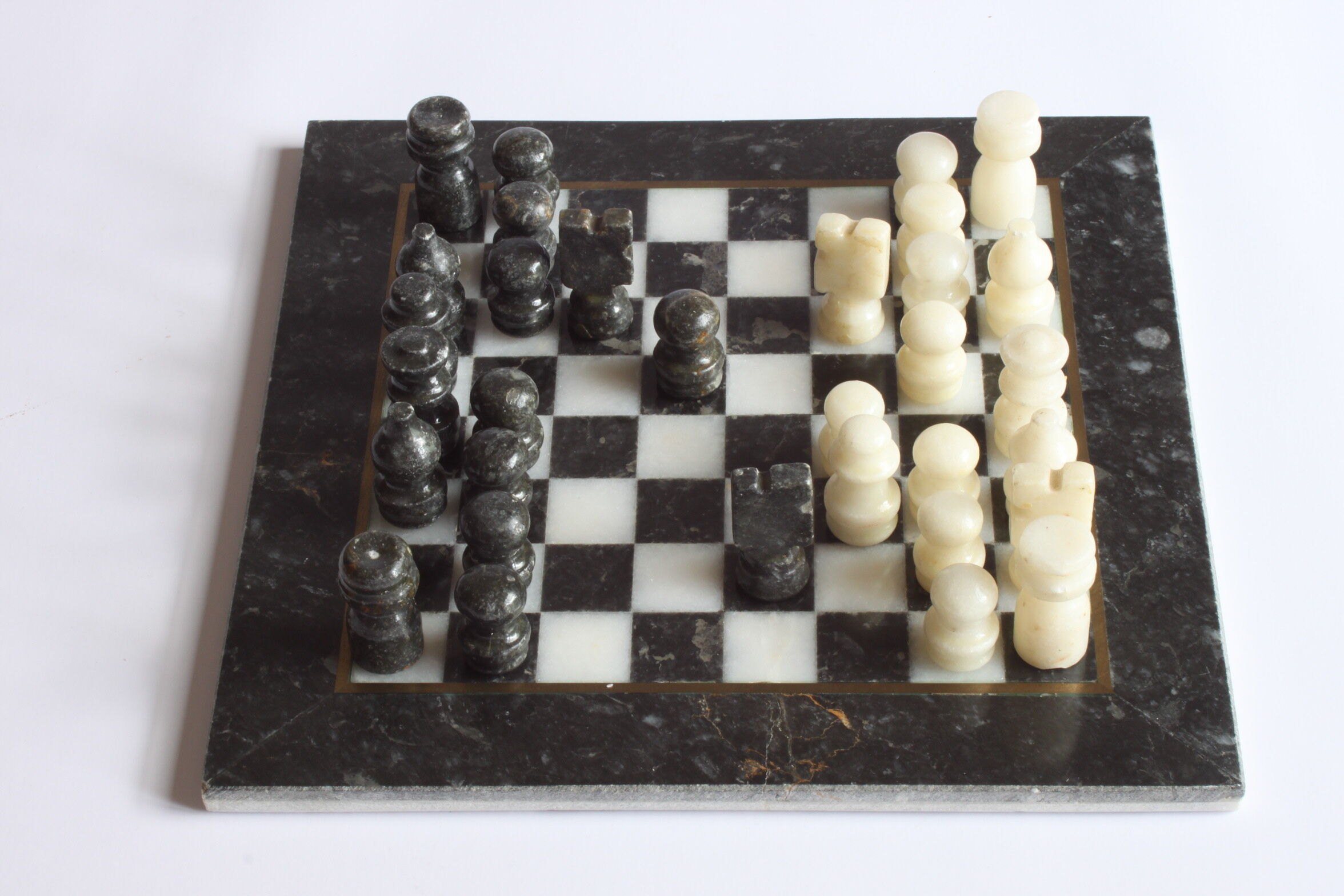 Marble and alabaster chess set, 1970s.
