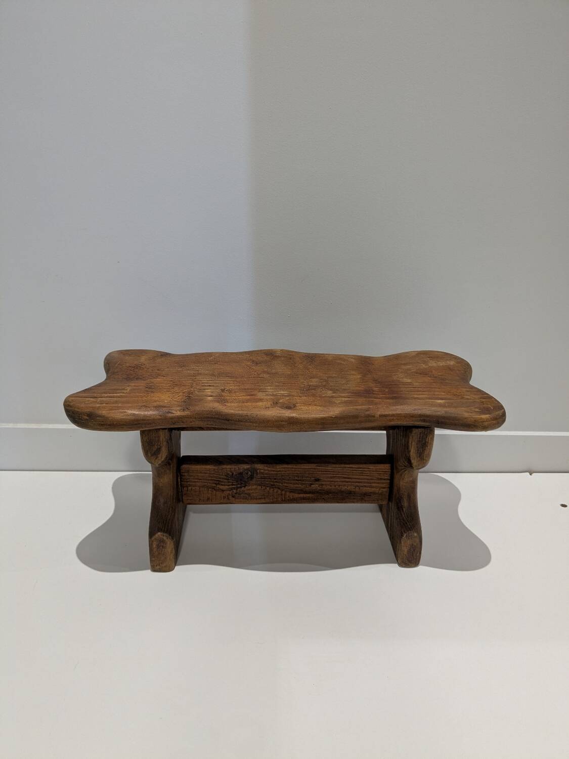 Vintage solid wood footrest - small farmhouse bench stool