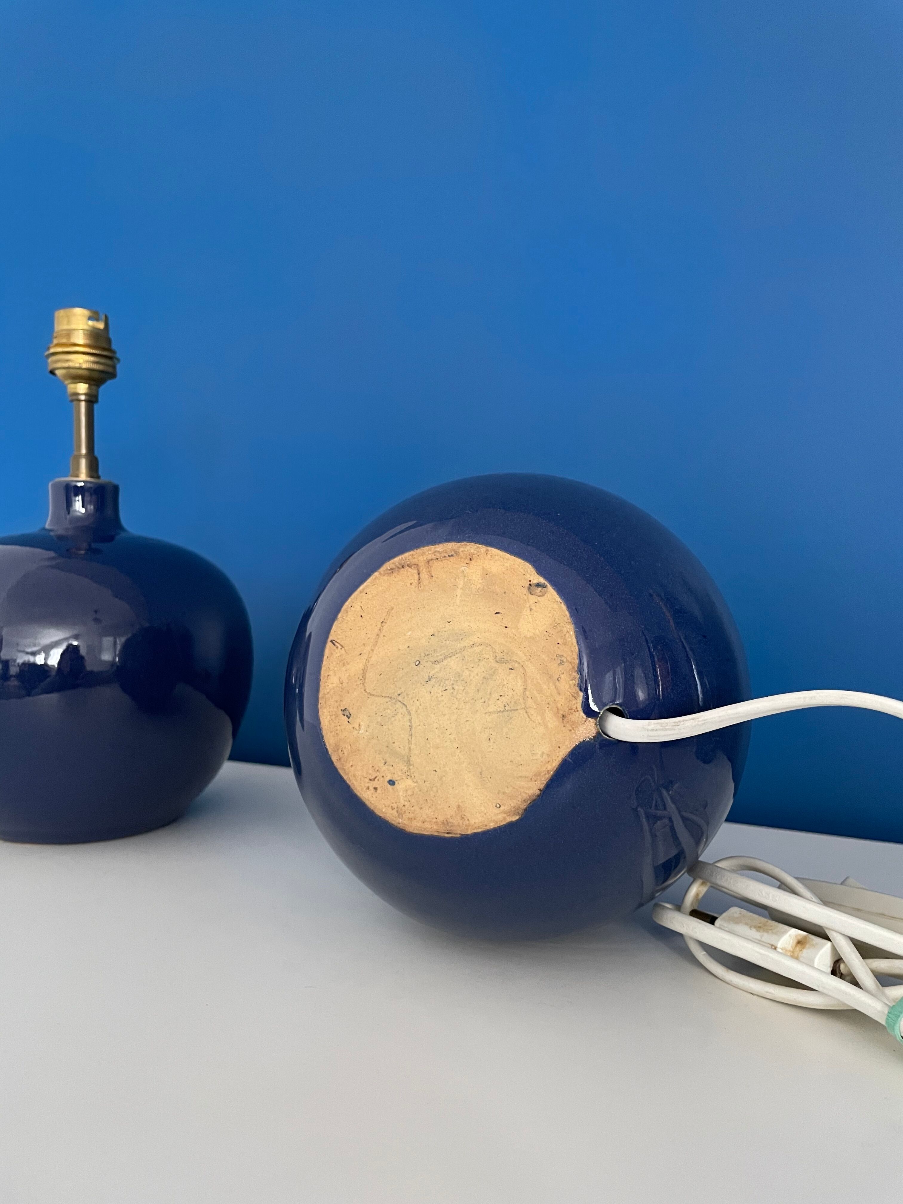 Set of 2 feet of midnight blue ceramic lamp