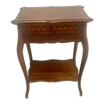 Louis XV style dressing table, cube marquetry, worker