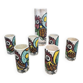 Pichet et mugs vintage espagnols en céramique de Tolède, Pablo Sanguino, années 1960