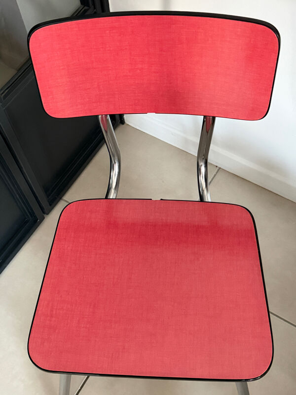 Chaise en Formica rouge vintage