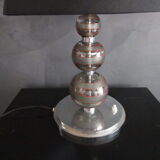Pair of crystal and chrome metal lamps