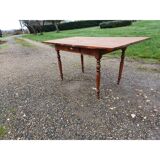 Country farmhouse table in pine and walnut, 1 drawer