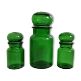 Trio green apothecary vials