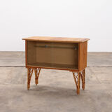 Bar ou vitrine vintage en bambou français des années 1960.