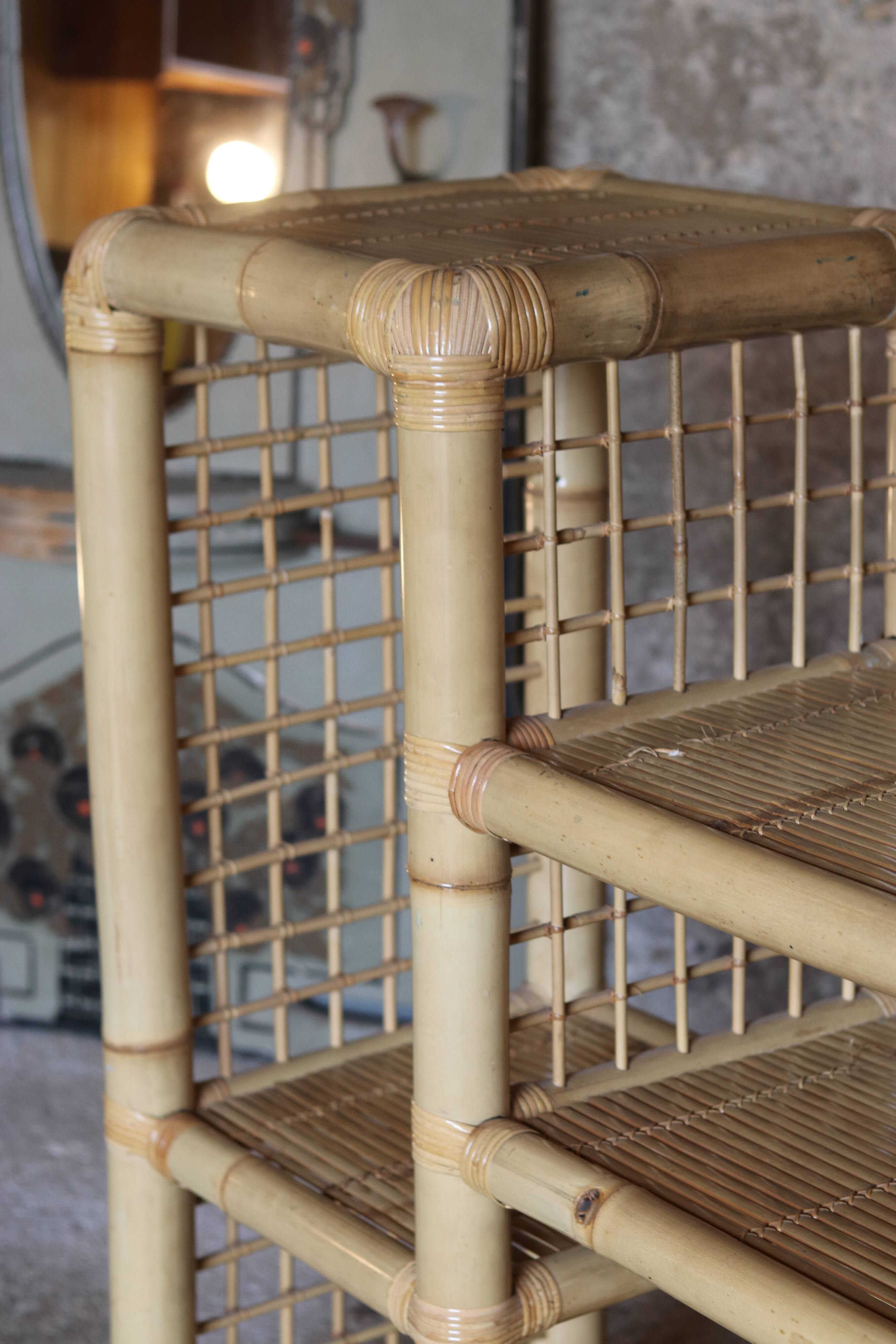 Spectacular vintage bamboo shelf