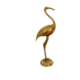 Pink flamingo in golden brass