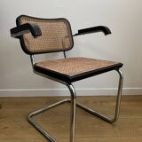 Fauteuil noir CESCA B64 en cannage d’après Marcel Breuer Made In Italy