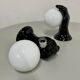 2 black ceramic hand lamps from the 70s / vintage and opaline lamp