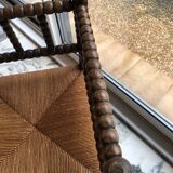Art Deco corner chair in bobbin oak and straw, 1930s