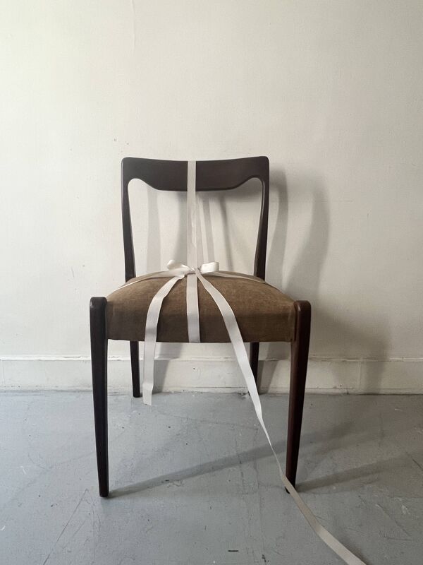 Chaise scandinave en teck & velours par Niels Otto Moller, Danemark 1950