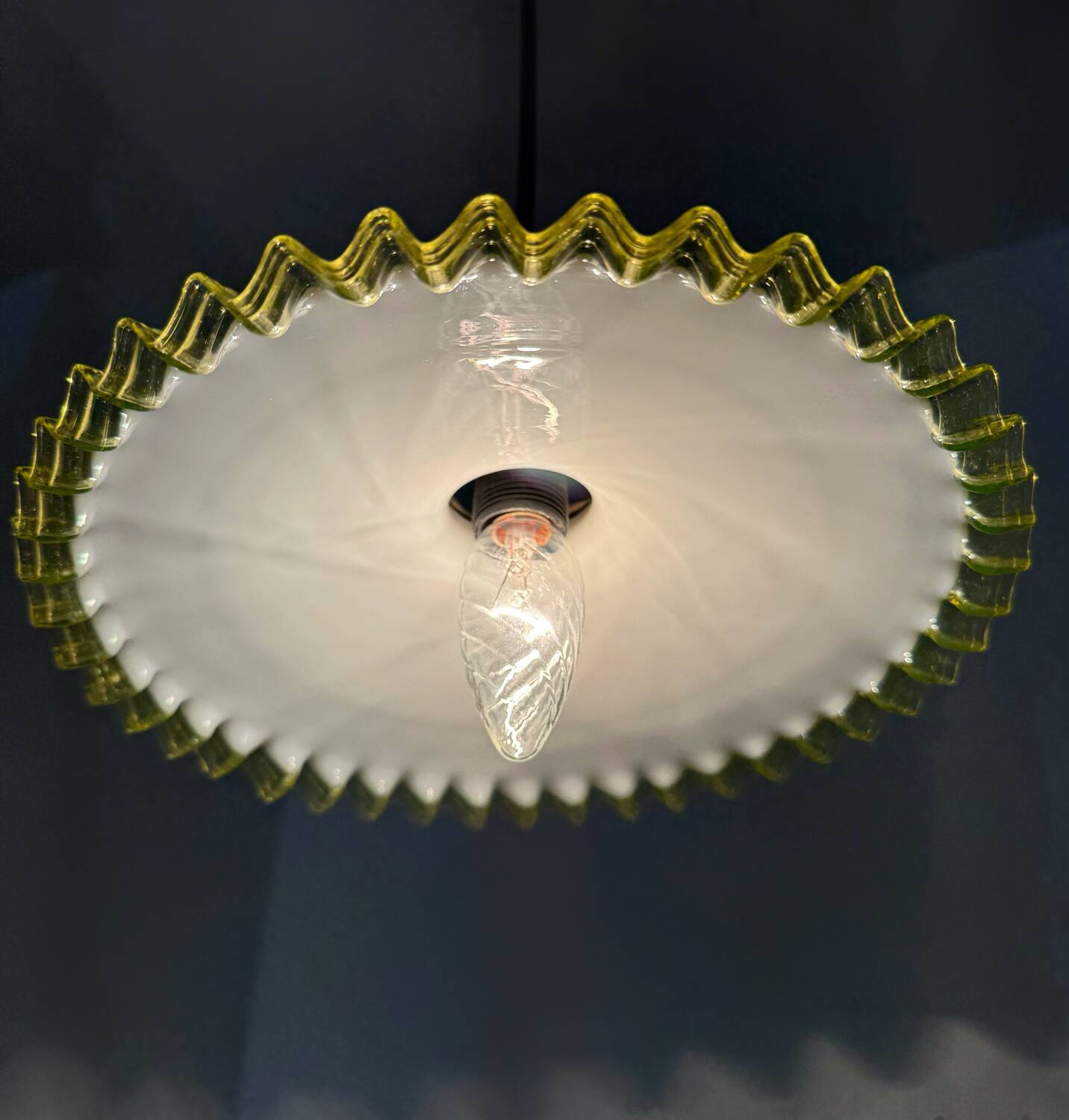 Antique uraline opaline pancake chandelier