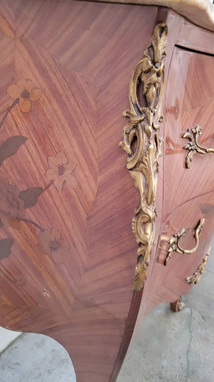 Louis XV Style Commode Stamped in Richly Decorated Rosewood Marquetry