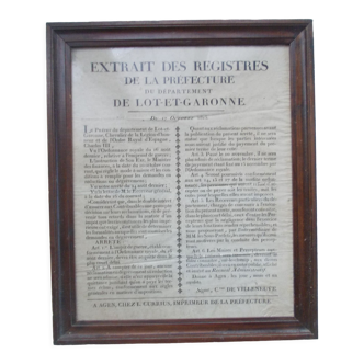 Poster 1815 prefecture lot et garonne war tax taxpayers agen 47 royalty 2° restoration