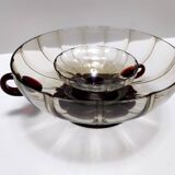 Set of Ten Smoked and Crimson Murano Glass Dessert Bowls in the style of Ze