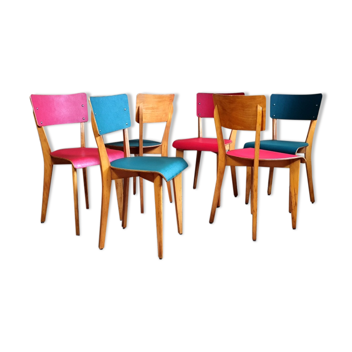 Set 6 vintage bistro chairs from the 50s