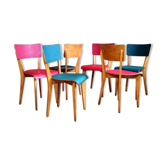Set 6 vintage bistro chairs from the 50s