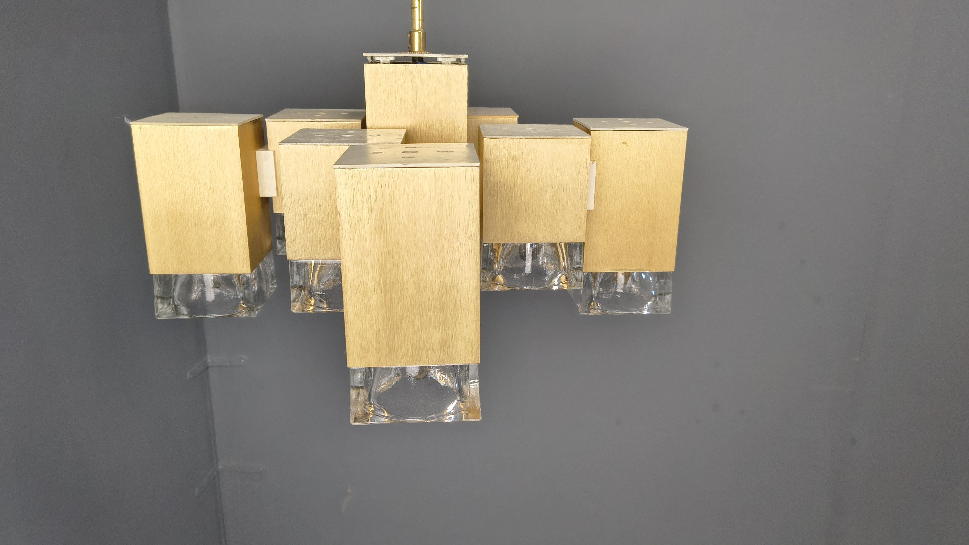Vintage cubic chandelier by Gaetano Sciolari, 1970s