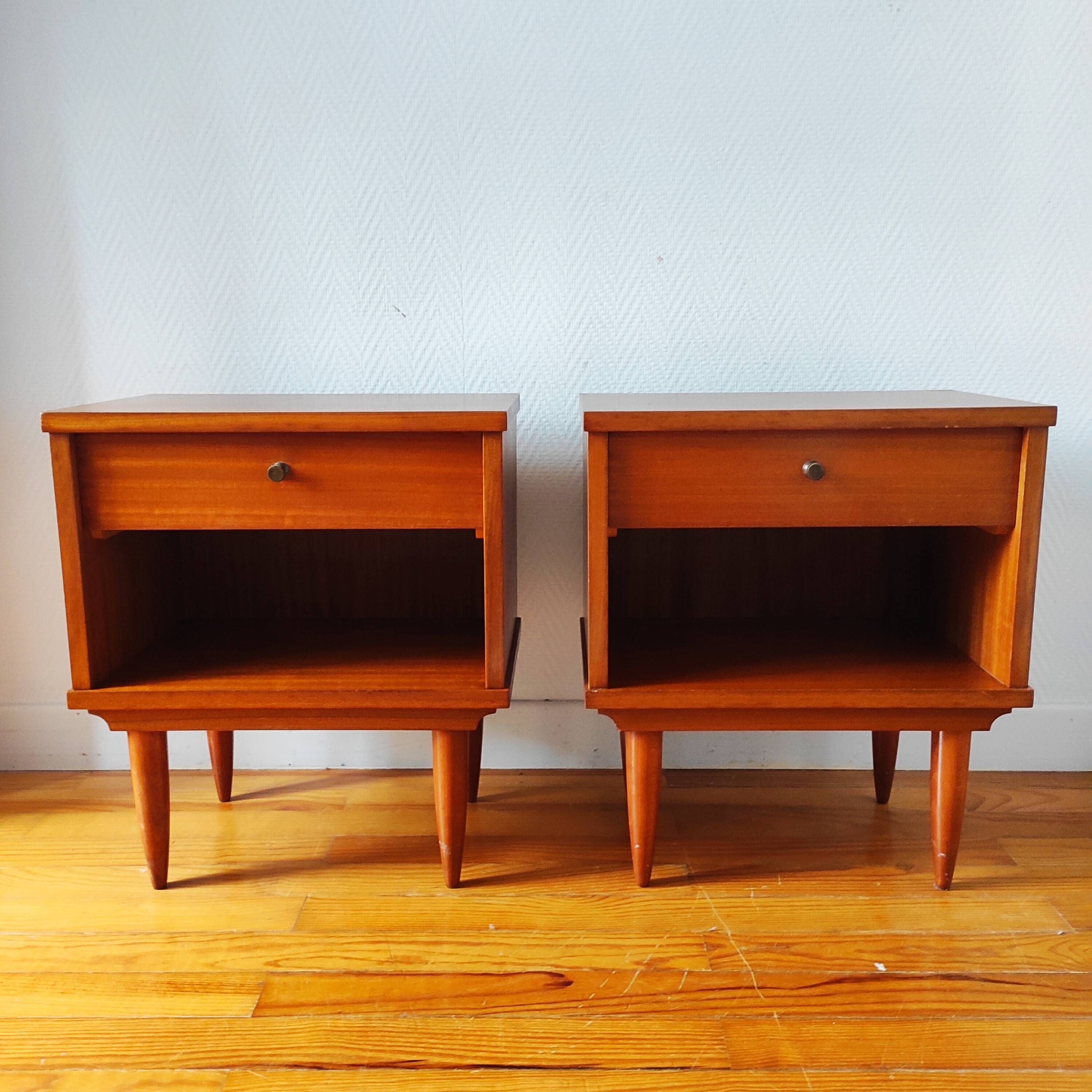 Pair of Vintage 1960s Scandinavian Bedside Tables